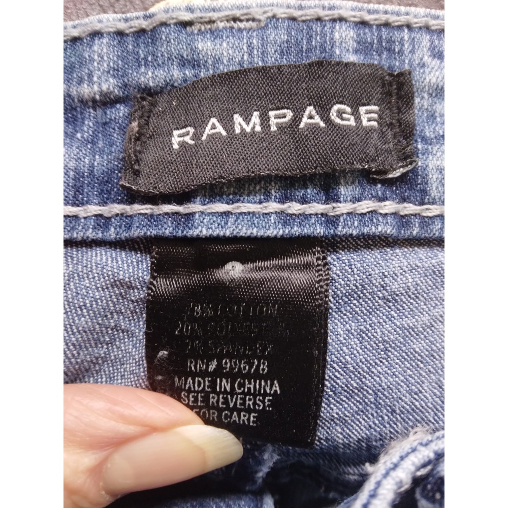 Rampage Jeans Womens Size 3 Blue Denim Cotton Acid Wash Straight Leg Flat Front